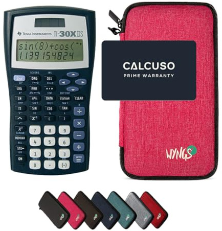 TI-30XIIS inkl. WYNGS Schutztasche Pink - Wissenschaftlicher Taschenrechner - Basic Set
