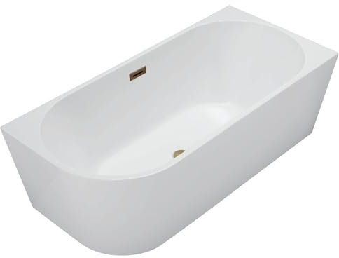 Balneo - Fristående badkar - AVOLA hörnbadkar - Akryl med stålram - 6 stabiliseringsfötter - Överflöd och klicklås - Modern design - rätt - Guld - 170x80cm