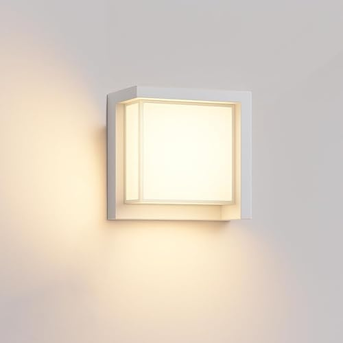 Aplique Led Exterior Pared 15W Impermeable IP65 2700K 3200K 4000K Luz Ajustable Muro Interior Foco Lámparas Terraza Diseño Cuadrado Blanco Candeeiro Apliques El Palique Iluminación Jardín Dormitorio