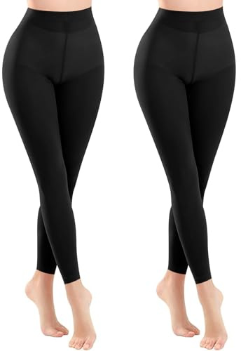 Risipu 2 Paia Donna 40D Collant da Danza Senza Piedi a Compressione Gambaletti Elastici a Vita Alta Pantyhose Collant Sostenibili per Danza Calzini Corti, Taglia unica
