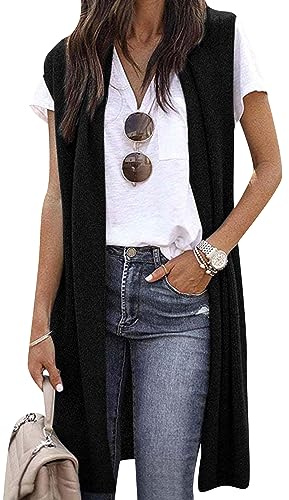 OMZIN Femmes Gilet Léger Décontracté Doux Sans Manches Couleur Fixe Cardigan