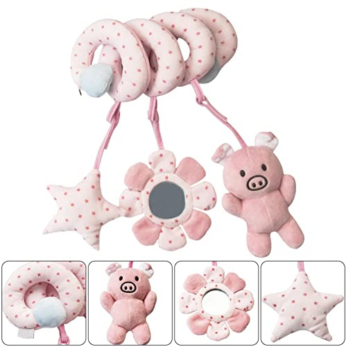 Generic Spädbarnsbarnvagn Leksak Djurplyschaktivitet Spiralleksakssäkert Material för Hud, 40 Cm, Perfekt för Spjälsäng och Bilbarnstol (Rosa)