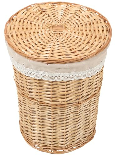 RUNROTOO Ceste Vimini per Biancheria Coperchio, Porta Biancheria Elegante in Vimini Intrecciato, Grande Capacità e Design Multifunzionale per Hotel e Negozi di Hot Pot