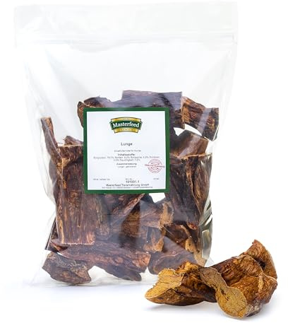 Masterfeed Rinderlunge 10 cm, Getrocknet, 100% Natürlich, Kauartikel für Hunde, 500 g
