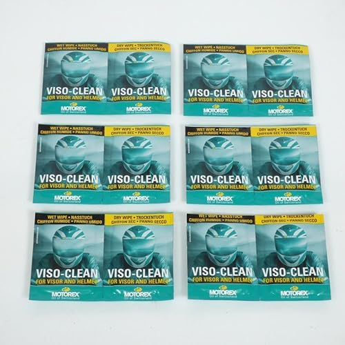 Set of 6 Visio-Clean Motorex Wipes for Motorcycle Visor and Helmet Cleaning