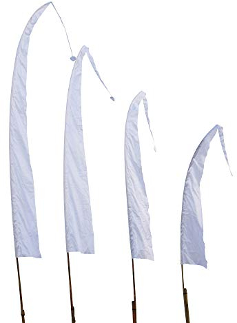 DEKOVALENZ - Balifahne SANUR, 6 Meter weiß, Stoff ohne Stange, Umbul-Umbul Tempelfahne