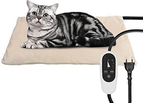 NICREW Haustier Heizkissen für Katze Hund 40x45cm, Temperatur Einstellbar Elektrisches Heizkissen mit Anti-Bite-Schlauchwickel Kabel