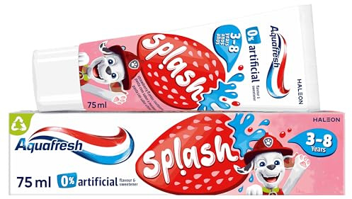 Aquafresh Paw Patrol Splash Toothpaste 3-8 years, Kids toothpaste, Strawberry flavour, 75ml