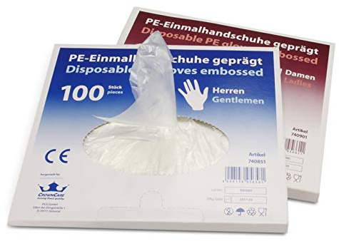 Pro DP 10x 100 PE Einweghandschuhe Einmal Plastikhandschuhe LDPE Einweg Handschuhe Herren transparent für Friseur Tankstelle Lebensmittelhandel usw.