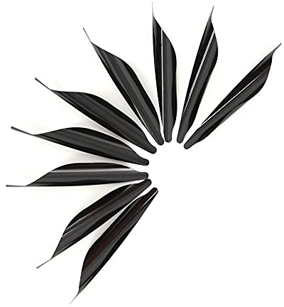 ACCMOS 50 pz/Scatola Tiro con L'Arco Freccia Alette Rotanti 1,8 Pollici Piuma a Spirale Ala Destra con Sticker Tape Fai da Te Frecce Accessori (Black)