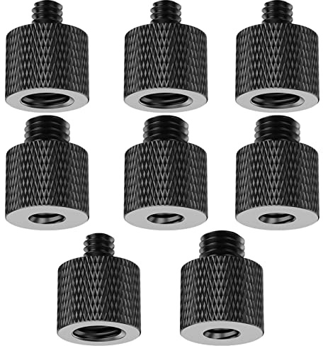 Rigych 8 Pezzi Adattatore Vite, Adattatore Filettatura 1/4 Femmina a 3/8 Maschio e 3/8 Femmina a 1/4 Maschio Adattatori a Filettatura per Microfono Treppiede, Fotocamera Treppiede, Fotocamera DSLR