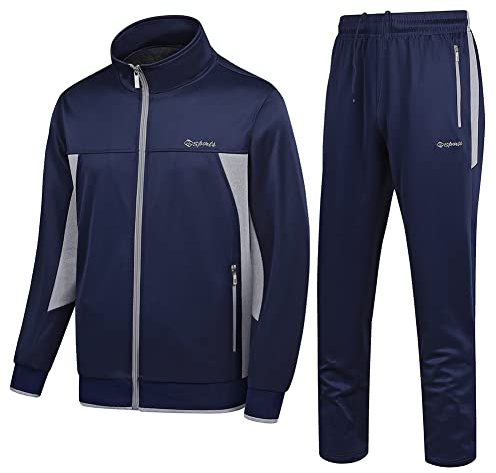 PUMPITU Men's Casual Athletic Tracksuit Long Sleeve Sweatsuit Set Full Zip Running Sports Jacket and Pants 2 Piece Outfits