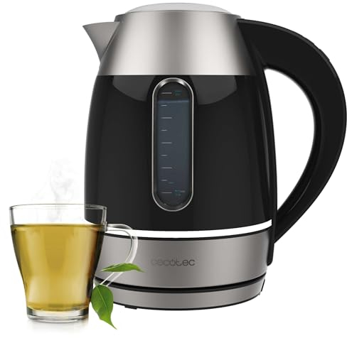 Cecotec Bollitore Elettrico con Schermo Digitale ThermoSense 400 VisionLight. Capacità 1,7 Litri, 2200 W, Interno in Vetro e Acciaio Inox, Schermo Touch, 7 Livelli di Temperatura, Base Girevole a 360º