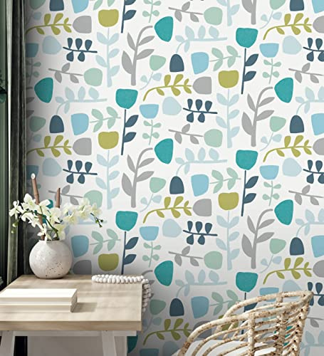 GAULAN 682073 Papier peint vinyle écologique fleurs style minimaliste pour mur salon cuisine bain chambre couloir salle à mange tête de lit hall - Rouleaux de 10 m x 0,52 m