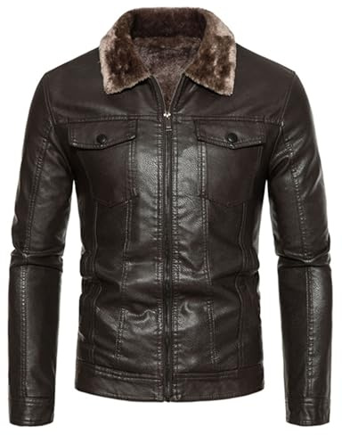 NUSGEAR Chaqueta de cuero Hombre Otoño Invierno Moda Abrigo Grueso gótico punk Chaqueta PU Deportivo bomber cremallera impermeable moto bolsillo Outwear Tops cálida Clásico Talla grande 2024