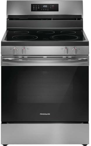 Frigidaire FCRE3083AS 30 in. 5.3 cu. ft. 5 Burner Element Freestanding Self-Cleaning Electric Range in Stainless Steel with Air Fry