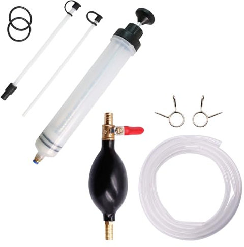 Linsey Ölabsaugpumpe Handpumpe, Geeignet für Bremsflüssigkeit, Getriebeöle, Kühlmittel, Motoröl, Ölabsaugpumpe, Transferpumpe, mit einem strapazierfähigen PVC-Siphonschlauch (10mm)
