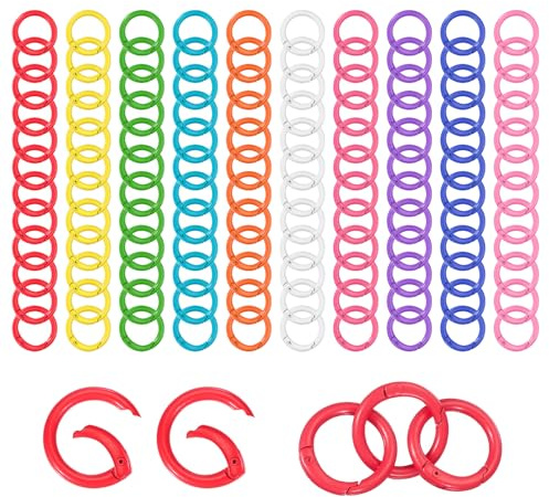 PATIKIL 1 Metal Spring O Rings, 120Pcs Zinc Alloy Snap Buckle Clasp O Rings Spring Keyring Buckles Snap Keychain Trigger Clip for Keychain Bag Collars Purse Handbag, 10 Color