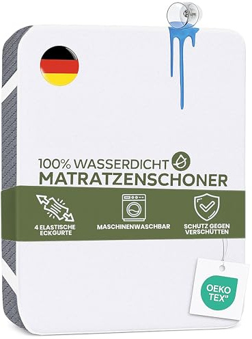 Terra Beds Matratzenschoner 180x200 cm, 100% wasserdichte Matratzenauflage, atmungsaktives und superweiches Baumwollmaterial, geräuschlos, Oeko-TEX-Zertifiziert, Fleckenschutz und waschbar