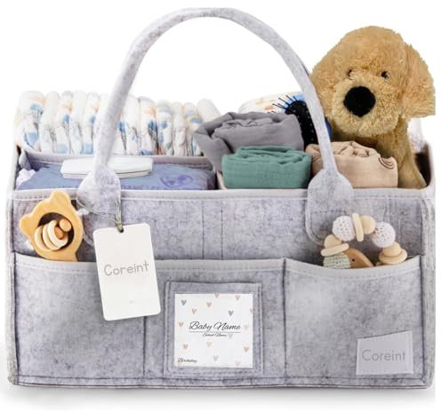 Coreint Nappy Caddy Organiser Large,Diaper Caddy,Unique Stylish Baby Shower Gifts For Mum Nursery Storage Basket - New Born Gift -,New born Essentials - Nursery Decor- Baby Accessories