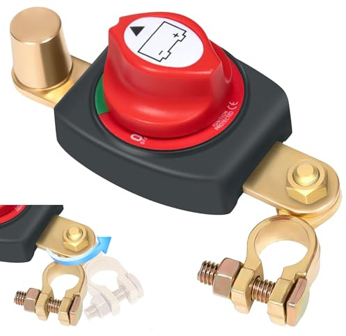 TZEKING Interruttore Stacca Batteria Regolabile 180°, Interruttore di Separazione, Per Auto, Moto, Roulotte, Camion
