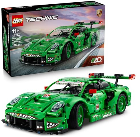 LEGO Technic Auto Porsche 911 GT3 R REXY AO Racing - Macchina Giocattolo - Kit di Modellismo con Motore a 6 Cilindri, Trazione Posteriore e Design da Dinosauro - Regalo per Bambini da 11 Anni - 42224