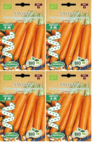 Germisem Orgánica Nantes 2 Semillas de Zanahoria en Cinta de 4 m, ECBIO9051 (Paquete de 4)