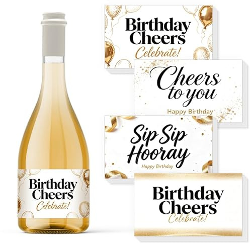 TNKBREEZE Lot de 40 mini étiquettes autocollantes dorées pour bouteille de champagne - 5 x 9 cm - Cadeau d'anniversaire pour femme