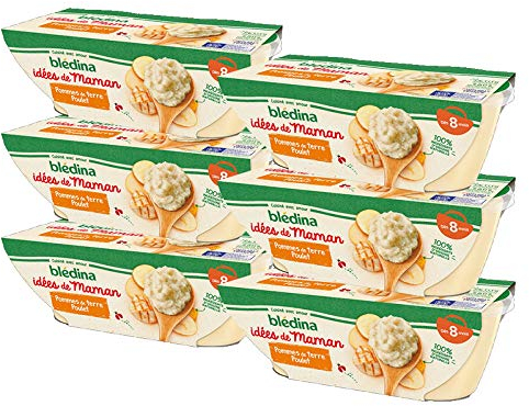 Blédina - Bols - Repas midi bébé - Ecrasé de Pomme de terre & Poulet en persillade - Dès 8 mois - Sans sel ajouté - 12x200g