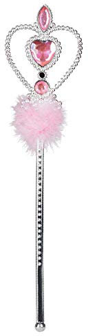 Boland 44072 - Zauberstab Anna, rosa, silber, 32cm, Marabou Feder, Schmucksteine, Fee, Prinzessin, Karneval, Halloween, Fasching, Mottoparty, Theater