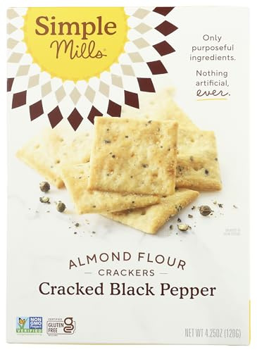 Simple Mills Naturally Gluten-Free Almond Flour Crackers, Cracked Black Pepper, 4.25 oz