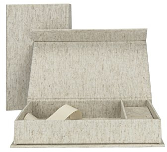 Elegantdisk Hochzeit USB-Aufbewahrungsbox mit Foto-Box 13x18 cm. Leinenstoff Farbe Natur