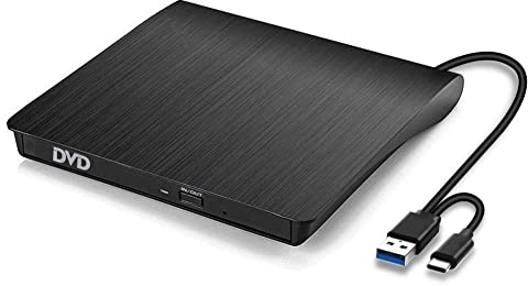 BEVA Lecteur CD DVD Externe USB 3.0 et Type C, Graveur CD Externe, Enregistreur Portable RW/ROM, Transmission Rapide pour Windows 11/10 / 8/7 / XP/Vista/Linux/Mac OS