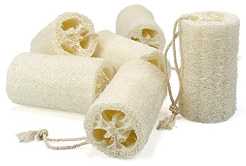Lot de 6 éponges exfoliantes en luffa naturel pour le bain, le corps, la douche