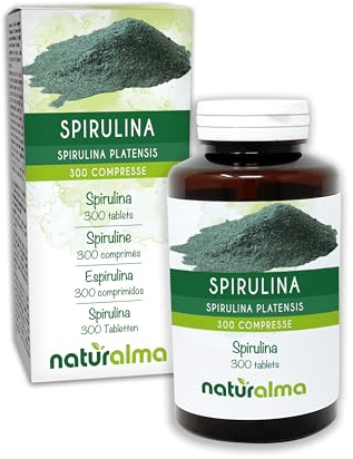 Spirulina (Spirulina platensis o Arthrospira platensis) tallo (alga) Naturalma - 150 g - 300 compresse - Integratore alimentare - Naturale e Vegano