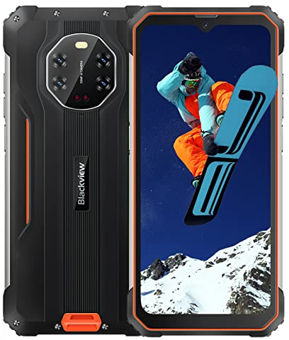 Blackview Smartphone Resistente BV8800, 6,58'' 90Hz FHD+ Pantalla, Cámara Cuatro 50MP IR Visión Nocturna, Helio G96 8GB+128GB, Batería 8380mAh, Android 11 IP68 Móvil Antigolpes, GPS NFC Naranja
