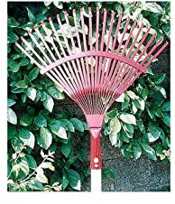 JARDINOR Râteau à feuille 22 dents fil plat, Métal, Rouge, 185 x 40 cm