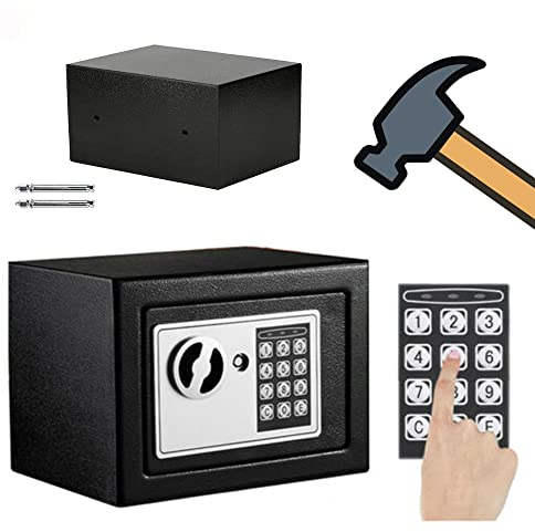 Tresor Elektronischer Safe, 4.6L Tresor Feuerfest MöBeltresor mit Passwort Notschlüssel Verriegelung Wandtresor mit Zahlenschloss Klein Safe für Zuhause