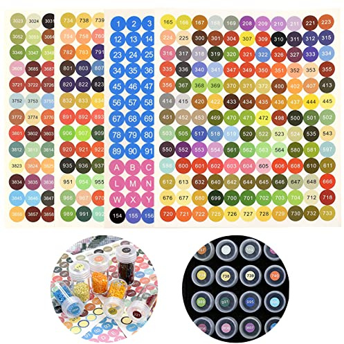 8 hojas de pegatinas de números de color, pegatinas de números de color DMC para pintura de diamantes, etiquetas de pintura de diamantes, tarjeta de colores para caja de almacenamiento
