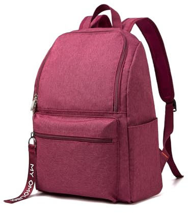 OMOUBOI Kleiner lässiger Tagesrucksack, 35,6 cm (14 Zoll), Laptop-Rucksack für Teenager, Männer, Frauen, leichte Schultaschen, College, Büchertasche, wasserabweisend, Reiserucksack, Arbeitstasche（Rot）
