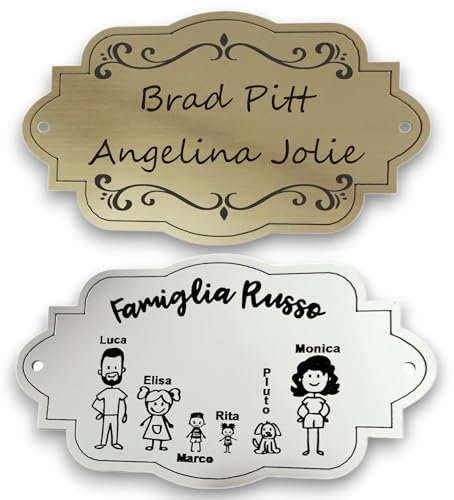 Targa Porta Ingresso Personalizzata Adesiva -Targhetta Personalizzata per Casa Vacanze, Numero Civico Esterno, Casella Postale Esterno, Citofono, Cassetta Posta, Cancello (Targa Classica)–Lo Realizzo®