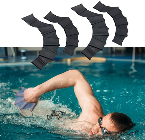 UNIQOCK 2 Pair Silicone Swimming Gloves Swim Flippers Gear Fins Hand Webbed Palm Finger Frog Type Webbed Aquatic Training Water Resistance Fitness Paddle Aerobics Snorkeling for Men Women
