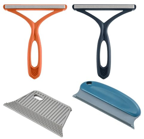 GIEEU 4 Pcs Pet Hair Remover for Carpet,Reusable Lint Remover for Cat Dog,Scraper Tool Brush for Furniture,Car,Sofa,Clothing,Bed,Blanket