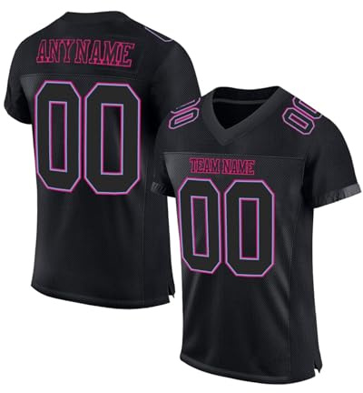 Personnalisé Sport Maillot de Football Américain Personnalisable avec Logo Nom et Numéro de l'équipe pour Hommes Femmes Jeunes Préscolaires T-Shirts Manches Courtes à Séchage Rapide