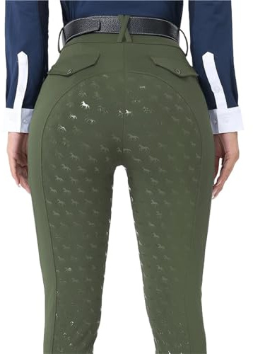 VFIDPSU Pantalones de equitación Pantalones De Equitación De Silicona con Asiento Completo, Mallas Y Leggings For Montar A Caballo, Ropa Ecuestre For Mujer(Dark Green,M)