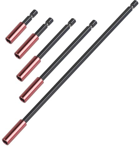EFUTURETIME 5 Pcs Tige d'Extension Magnétique 50/60/100/150/300mm, 1/4 Hexagonale Barre de Dégagement, Porte-Rallonge pour Foret Extension de Vissage, Schlagschrauber, Akkuschrauber