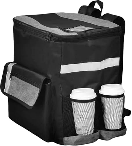Isolierte Nahrungsmittel -Lieferbeutel - Wasserdichte Rucksack | Wärme -Stützmehlträger, Tasse Halter Organisator, Große Reisetasche Mit Lagerung, 4 Getränke -Taschenbeutel Für Camping -Picknick -Stra