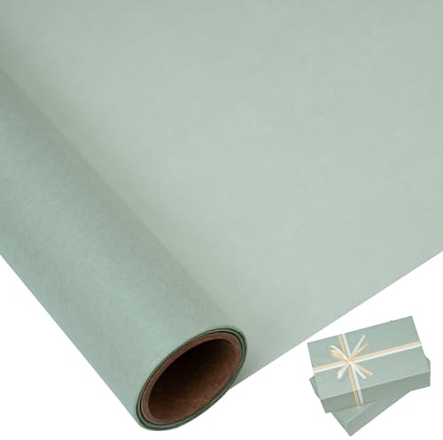 Larcenciel Rollo de Papel de Seda Verde Salvia, 10 m x 43 cm Papel Seda para Envolver Brillante para Rellenar Bolsas de Regalo, Exquisito Embalaje Regalo Artístico para Boda, Cumpleaño, Fiesta, DIY