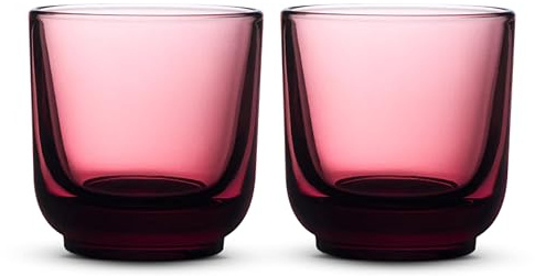 Fellow Pirch Cappuccino Glasses 6.5 oz Artisanal Cups, Set of 2, Dishwasher Safe Coffee Glasses for Milk & Espresso Drinks – Garnet