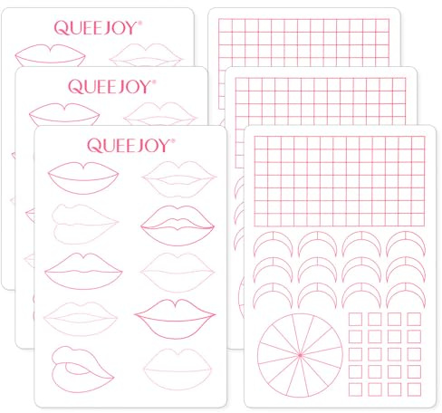 QUEEJOY 3Pcs Microblading Practice Skin for Lips, Double-Sided Permanent Makeup Fake Skin, Reusable Silicone Training Pad Sheet for Lip Practice, Soft Lip Practice Skin (White Pad with Pink Lips)